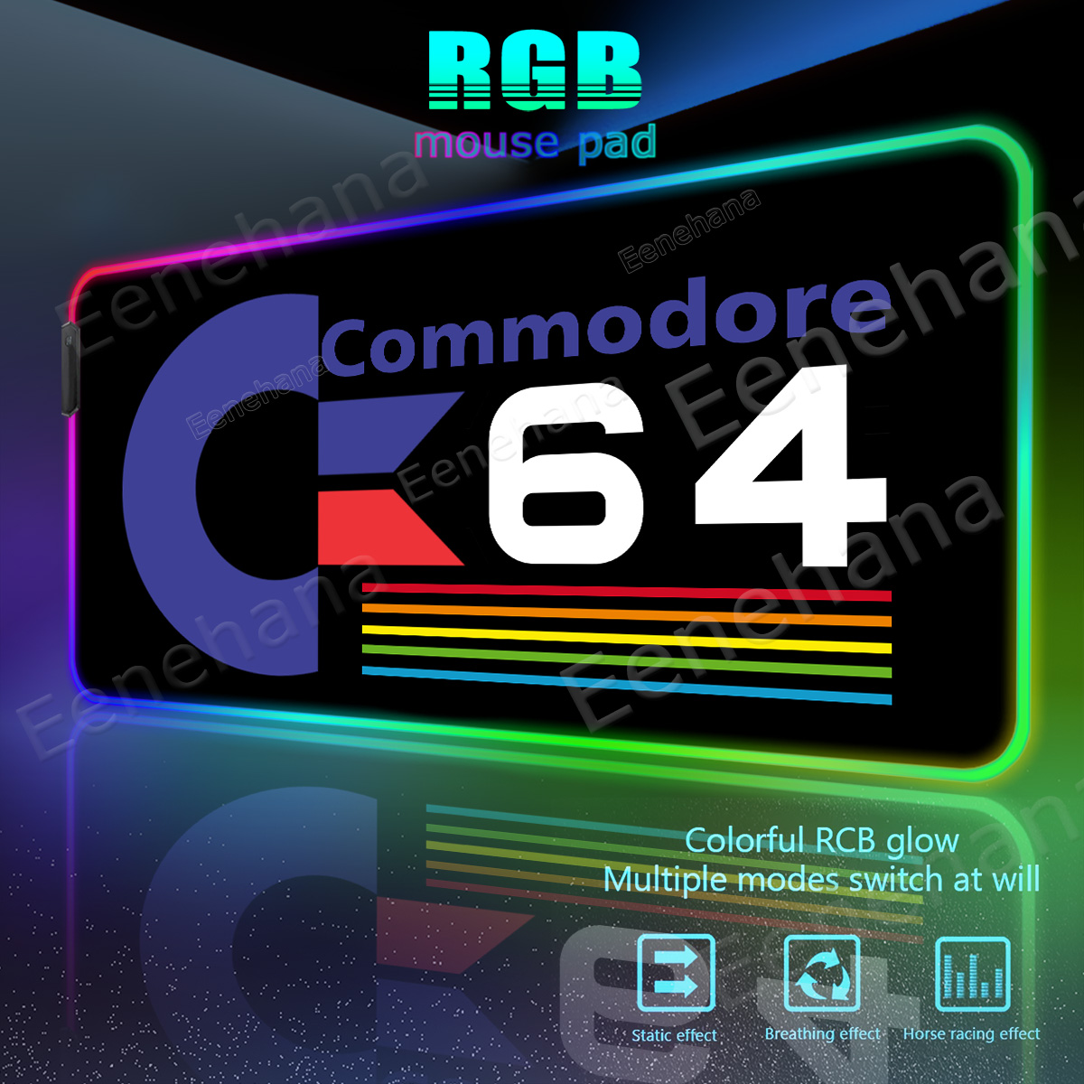 Es5 Esports Rgb Gaming Mouse - Large RGB Commodore 64 Mouse Pad