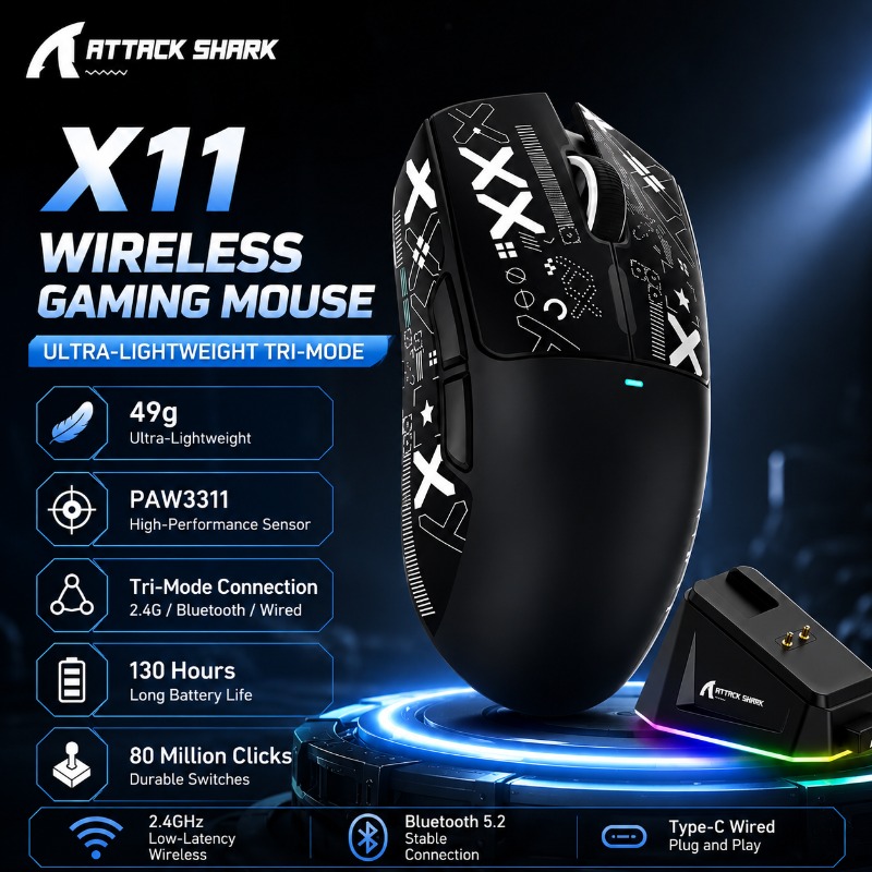 ATTACK SHARK X11 Wireless Gami - Es5 Esports Rgb Gaming Mouse review and price