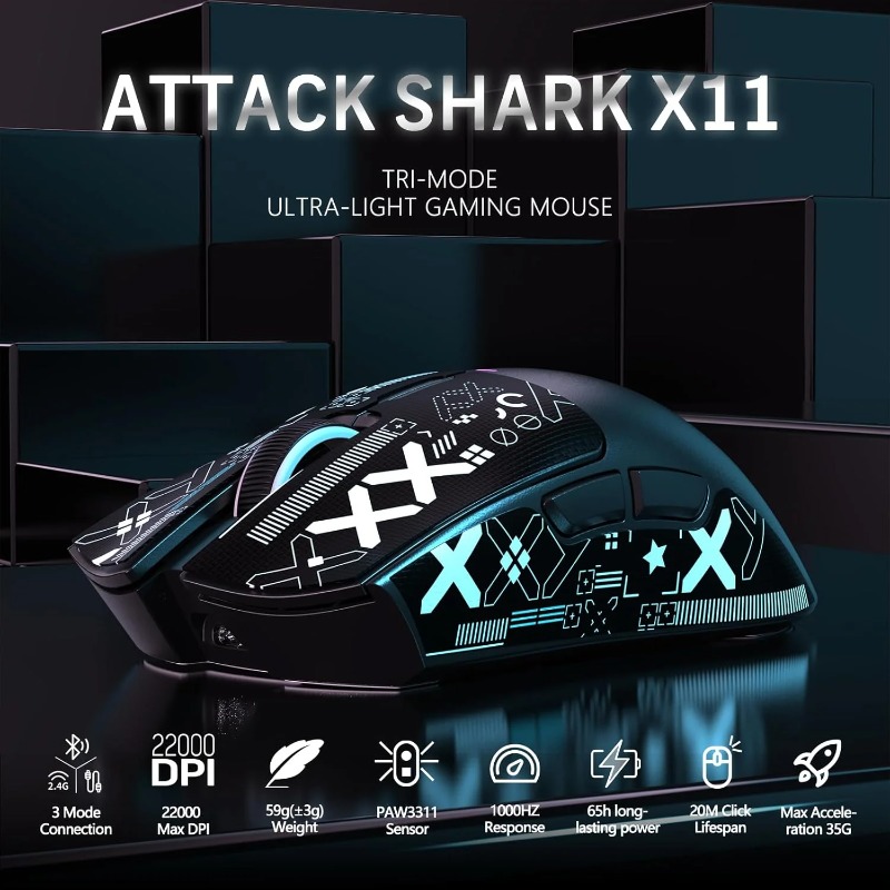 ATTACK SHARK X11 Wireless Gami - Es5 Esports Rgb Gaming Mouse review and price
