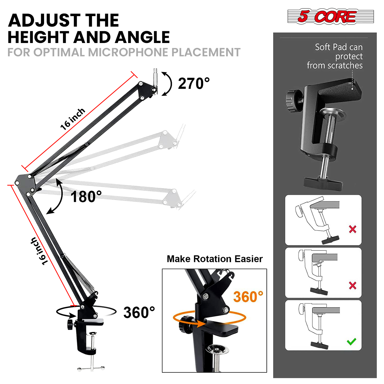 5 Core Microphone Stand Suspen - Microphone Arm Boom review and price