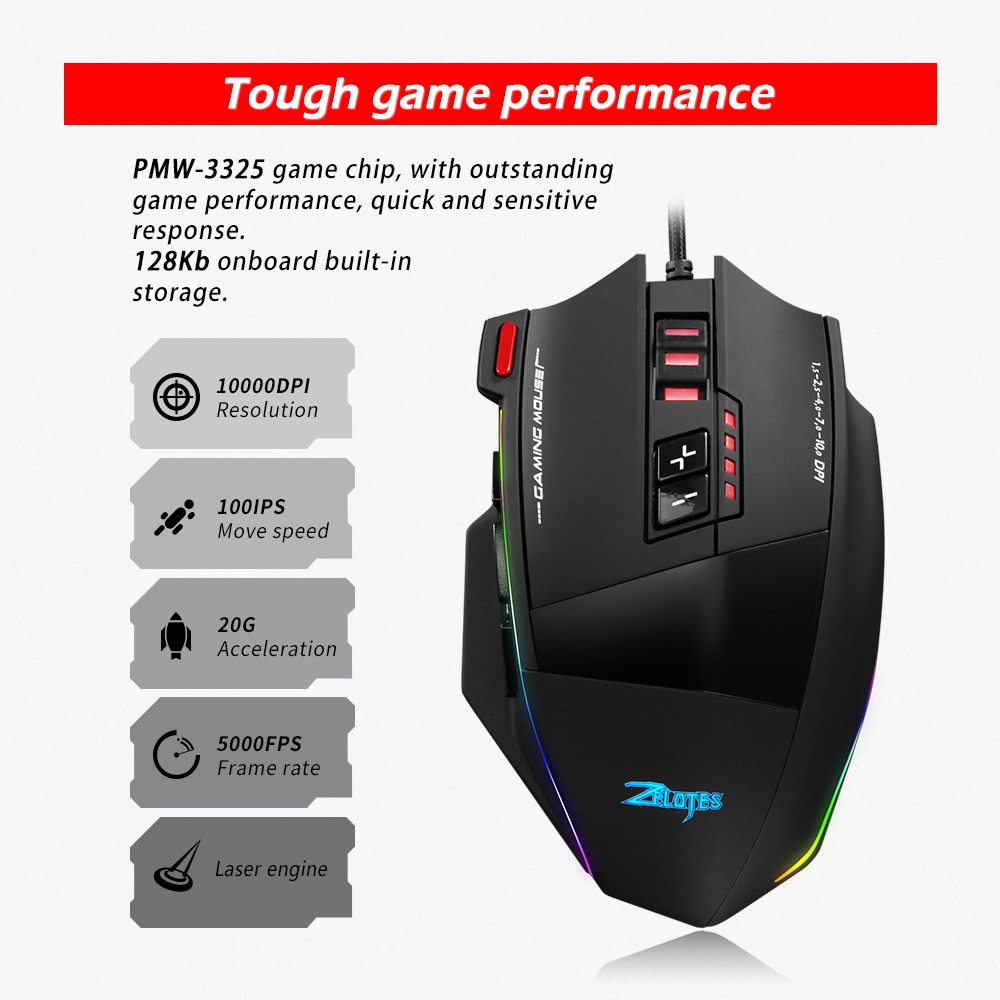 ZELOTES C13 Wired Mouse 10000D - Es5 Esports Rgb Gaming Mouse review and price